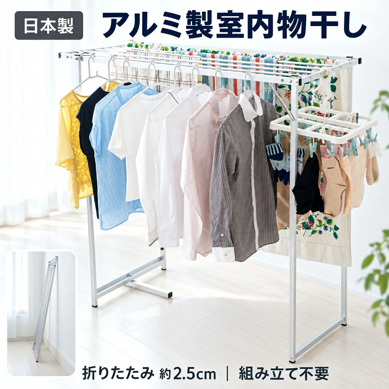 アルミ製室内物干しのある暮らし